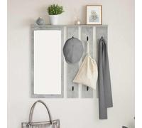 Kaloriko Porte-vêtements mural gris béton en bois 84 x 10 x 80 cm avec étagère et crochets, peu encombrant, pour couloir et salon, design moderne pour l'ordre et l'espace de rangement