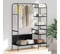 Kaloriko Porte vêtements Noir en Bois d ingénierie 120 x 44 x 160 cm avec Cadre en Acier, 6 etagères, Organiseur Rangement pour penderie Dressing Placard Chambre