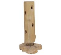 Kaloriko Porte-vin pour 8 bouteilles - 40 x 30 x 80 cm - En bois massif de teck et d'acacia - Avec tige en fer - Vintage - Pour cuisine, salle à manger, salon - Rangement stable