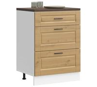 Kaloriko Porto Artisan Meuble de cuisine autonome en chêne avec pieds réglables, espace de rangement et tiroir 60 x 46 x 81,5 cm, pour cuisine, cave et garde-manger