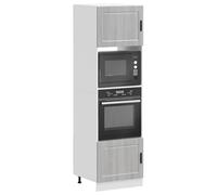 Kaloriko Porto Lot de 2 armoires de cuisinière, en bois Sonoma gris, 60 x 57 x 207 cm, avec pieds réglables, armoire haute compacte pour cuisine, espace de rangement et four, facile d'entretien et