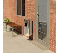 Kaloriko Poubelle à cendrier Murale en Acier Inoxydable argenté 26 L, Couvercle Anti Odeur, Vent Rotatif, pour Bureau Bar terrasse Balcon, Montage Mural avec Kits Inclus, Entretien Facile