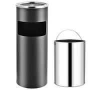 Kaloriko Poubelle cendrier d hôtel 30 L en Acier laqué Gris, bac intérieur galvanisé Amovible, Usage intérieur extérieur pour Restaurant, Bureau, hôtel, Entretien Facile,