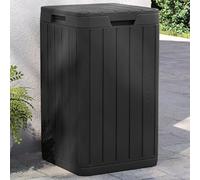 Kaloriko Poubelle d'extérieur anthracite en polypropylène avec aspect bois, 38 x 38 x 65 cm, capacité de 80 l, résistante aux intempéries, avec couvercle, pour jardin, parc et espaces publics
