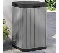 Kaloriko Poubelle d'extérieur Gris Imitation Bois 38x38x65 cm en PP, 80 L, Couvercle Anti-Odeur, résistante aux UV, pour Jardin, Parc, terrasse, tri sélectif et Recyclage