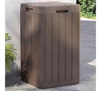 Kaloriko Poubelle d'extérieur Marron 80 L 38 x 38 x 65 cm en PP Imitation Bois avec Couvercle pour Jardin Parc terrasse, résistante aux intempéries et aux UV, Entretien Facile