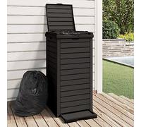 Kaloriko Poubelle d'extérieur Noir en polypropylène, 41 x 41 x 86 cm, 118 L, Double Couvercle, Texture Imitation Bois, bac Amovible, pour Parc Jardin, tri sélectif et Rangement des déchets