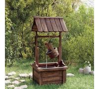 Kaloriko Puits à Souhait en Bois de Sapin Massif avec Pompe électrique, 57 x 50 x 112 cm, Finition brûlée, décoration Jardin Cour Patio terrasse Ambiance Rustique Zen