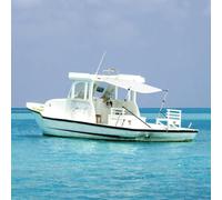 Kaloriko Rallonge d'ombrage en T - Blanc - 170 x 208 x (115-183) cm - Avec cadre en aluminium réglable - Résistant aux intempéries - Résistant aux UV - Pour bâche de bateau Bimini - Housse de