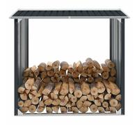 Kaloriko Range-bûches en acier galvanisé anthracite - 172 x 91 x 154 cm - Abri de jardin avec cadre en acier - Étagère à bois de cheminée pour rangement sec et ventilation dans l'abri de jardin et la