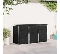 Kaloriko Rangement de conteneur à roulettes en acier inoxydable noir 207 x 77,5 x 112,5 cm avec portes magnétiques, couvercle à fermeture douce, extensible pour boîte à poubelles en extérieur
