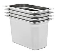 Kaloriko Récipients gastronorm 4 pcs GN 1/3 200 mm Acier Inoxydable, bac et cuve empilables 7,8 L pour Bain Marie, Plat Chaud, Service Traiteur, Restauration, Cuisine Professionnelle, Buffet, hôtel