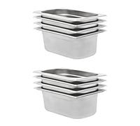 Kaloriko Récipients Gastronorm 8 pcs GN 1/4 100 mm en Acier Inoxydable, bacs empilables 2,8 L, Insert pour Bain Marie, Plateau de Service Traiteur, Cuisine Restaurant Hotel