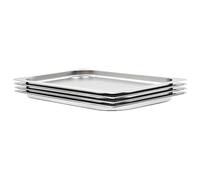 Kaloriko Récipients Gastronorm GN 1/1 en Acier Inoxydable argenté, 530 x 325 x 20 mm, Lot de 4, bac récipient cuve Plateau Insert pour Bain Marie, Service Traiteur, Restauration