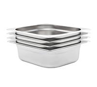 Kaloriko Récipients Gastronorm GN 1/2 en Acier Inoxydable, 100 mm, Lot de 4, 6,5 L, empilables pour Bain Marie, Buffet, Restauration, hôtel et Service Traiteur