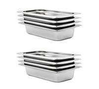 Kaloriko Récipients Gastronorm GN 1/3 en Acier Inoxydable, 8 pièces, 325 x 176 x 65 mm, 2,5 L, empilables pour Bain Marie, Buffet, Restaurant et hôtel