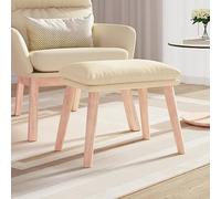 Kaloriko Repose-pieds en tissu crème avec rembourrage en mousse - 45 x 29,5 x 35 cm - Cadre stable en bois de caoutchouc - Pouf polyvalent - Pour salon, chambre à coucher, couloir, décoration