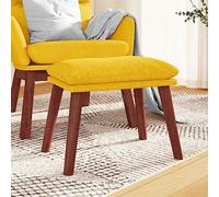 Kaloriko Repose-pieds jaune moutarde 45 x 29,5 x 35 cm en tissu rembourré avec pieds en bois, siège et repose-pieds pour salon, chambre à coucher, canapé, stable et confortable