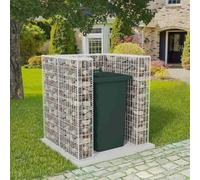 Kaloriko Revêtement de poubelle en acier galvanisé - 110 x 100 x 120 cm - Robuste - Avec porte - Brise-vue et protection pour poubelles - Pour l'extérieur, jardin, cour, terrasse