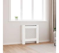 Kaloriko Revêtement de radiateur en MDF blanc 78 cm avec étagère à lattes transversales, accessoire de radiateur robuste pour chauffage de salon, économie d'énergie, avec support de valve et