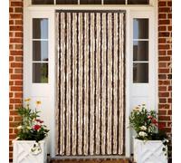 Kaloriko Rideau beige marron clair 100 x 220 cm chenille moustiquaire moustiquaire porte balcon terrasse autocollant sans montage