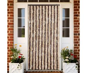 Kaloriko Rideau beige marron clair 90 x 200 cm moustiquaire chenille pour porte de balcon, salon, chambre à coucher sans montage autocollant découpable