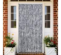 Kaloriko Rideau chenille argenté, 90 x 220 cm, moustiquaire, moustiquaire, porte, fenêtre, balcon, porte de terrasse, autocollant, découpable, sans montage, pour chambre à coucher, salon, cuisine