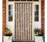 Kaloriko Rideau chenille beige marron clair 90 x 220 cm, moustiquaire pour porte fenêtre, autocollant sans montage, découpable, silencieux et léger