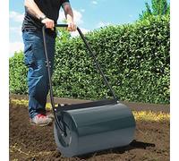 Kaloriko Rouleau de pelouse vert et noir - 63 cm de large - En acier - Capacité de 50 l - Remplissable avec de l'eau ou du sable - Pour semences et compactage du sol dans le jardin et sur la pelouse