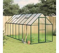 Kaloriko Serre avec cadre en aluminium et cadre de fondation, 445 x 169 x 195 cm, serre en polycarbonate résistant aux UV pour jardin et terrasse avec fenêtre d'aération, porte et protection contre