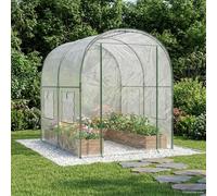 Kaloriko Serre avec cadre revêtu par pulvérisation en PVC transparent 160 x 200 x 192,5 cm Tente de jardin pour extérieur Protection des légumes avec fenêtre moustiquaire et porte zippée pour terrasse
