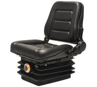 Kaloriko Siège de Tracteur Noir avec Suspension, Dossier réglable 60 à 150°, glissières 150 mm, Cadre Acier et revêtement PVC résistant à l’Eau, pour Tracteur Tondeuse autoportee et Chariot elevateur
