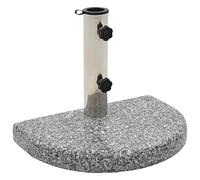 Kaloriko Socle de Parasol en Granit Courbe Gris 10 kg, Pied Support avec Tube Acier Inoxydable, Base Stable pour Parasol déporté Droit, terrasse, Balcon, Jardin, Plage, Piscine Contre Le Vent