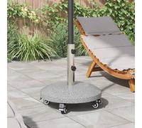 Kaloriko Socle de Parasol en Granit Gris avec Roues et Freins, Base Lourde 27,2 kg, Tube Acier Inoxydable pour Poteau 40 50 mm, Jardin terrasse Balcon Patio extérieur Stable