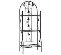 Kaloriko Support a Plantes Noir 3 Niveaux en Fer 52 x 28 x 128 cm, Support tuteur, Treillis, Arceau, Grille, obelisque pour Jardin Interieur Exterieur, Balcon, terrasse, Potager