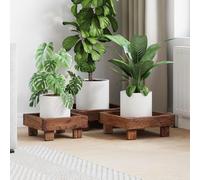 Kaloriko Support de Plante en Bois d Acajou Marron, Lot de 3 pièces, 35 x 35 x 12 cm, pour Jardin, Balcon, terrasse, Support tuteur, Treillis, Arceau, Grille, Potager, Usage extérieur
