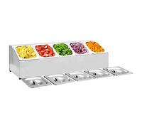 Kaloriko Support Gastronorm en acier inoxydable avec 5 récipients GN 1/6 et couvercles assortis, porte-ustensiles et panier à couverts pour ustensiles de cuisine