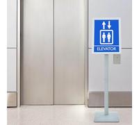 Kaloriko Support pour affiche avec socle argenté - 32,5 x 27 x 126 cm - Cadre en fonte d'aluminium pour affiches A3 - Rotation à 360° - Réglable pour commerce de détail, foire, magasin et surfaces de
