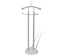 Kaloriko Support Valet de Nuit pour Chambre, Porte Cintre en métal Gris argenté avec Pied Stable, serviteur muet pour Costume Chemise Pantalon Veste Cravate et Accessoires