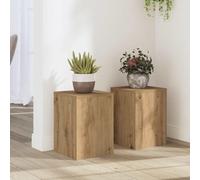 Kaloriko Supports pour Plantes 2 pcs chêne Artisanal Bois d'ingénierie, 25 x 25 x 35 cm, Charge 50 kg, Usage intérieur, pour Pot, Fleur, Lierre, Vigne, Arceau décoratif Moderne