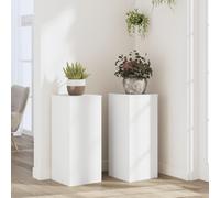 Kaloriko Supports pour Plantes 2 pièces Blanc 30 x 30 x 70 cm Bois d ingénierie, Support tuteur pour Plante Fleur, Grille, Arceau, obelisque, Usage Interieur, Charge 50 kg, Fixation Murale