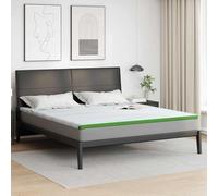 Kaloriko Surmatelas Blanc et Vert 200 x 200 cm, Tissu Jacquard Polyester, Mousse PU 6 cm, Soutien des Bords, Confort intérieur, literie pour lit Double, Entretien Facile