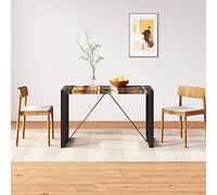 Kaloriko Table à Manger Bois de récupération Massif 120 cm Meuble Salle Cuisine Salon séjour Style Industriel, Structure Acier, Finition Peinte et laquée, Repas Famille, Espace