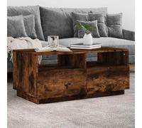 Kaloriko Table Basse avec lumières LED chêne fumé Bois d'ingénierie 90x49x40 cm Meuble Salon séjour Console Plateau Rangement Design Moderne