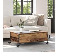 Kaloriko Table Basse Bois Ancien en Bois d'ingénierie 91 x 55 x 32 cm pour Salon intérieur, Meuble Console avec Plateau de Rangement et Style Design Moderne