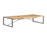 Kaloriko Table Basse Bois de manguier Brut 180x90x40 cm avec Pieds en Acier Gris Console Industrielle Meuble Salon séjour Chambre Rangement