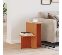 Kaloriko Table Basse Brun Cire en Bois Massif de pin 50 x 40 x 50 cm, Meuble Salon intérieur Design Rustique, Plateau Rond Pratique, Rangement Fonctionnel et Console d’appoint