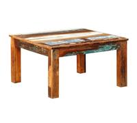 Kaloriko Table Basse carrée Bois Massif de récupération 80x80x45 cm Multicolore Meuble Salon Style Vintage Unique Plateau Stable Console Rangement pour intérieur Appartement séjour Chambre
