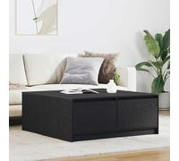 Kaloriko Table Basse chêne Noir 100x100x40 cm avec 4 tiroirs Rangement, Plateau Robuste Bois d'ingénierie, Meuble Console Polyvalent pour Salon séjour Chambre intérieur Maison Design