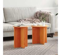 Kaloriko Table Basse en Bois de pin Massif Brun Cire 2 pièces, Ronde Dimensions 41,5 et 35 cm, idéale pour Salon séjour Appartement intérieur, Meuble Console gigogne Fonctionnel et décoratif